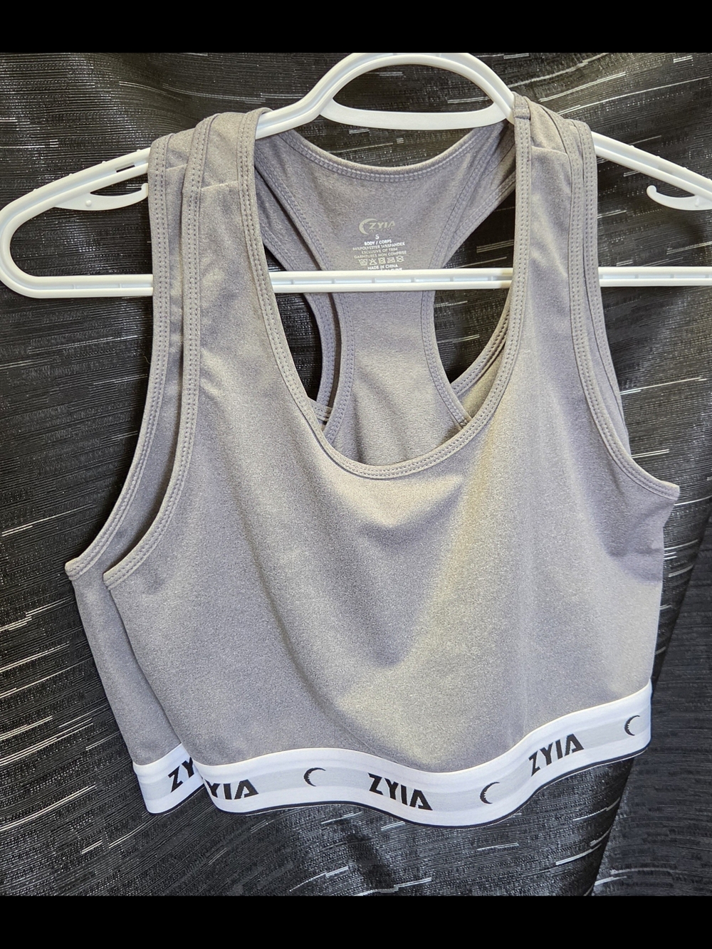 ZYIA Light Grey Racerback Sports Bra with Branded Band - 2pk